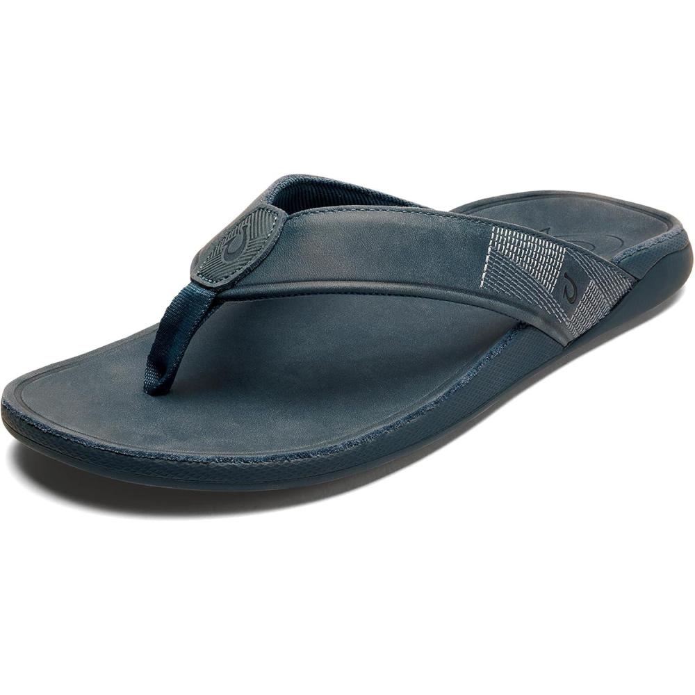 image:imageOLUKAI Tuahine Mens Waterproof Leather Sandals Versatile Beach Flip Flops Arch Support amp Comfort Fit Lightweight amp Durable Enhanced Grip amp TractionLagoonLagoon