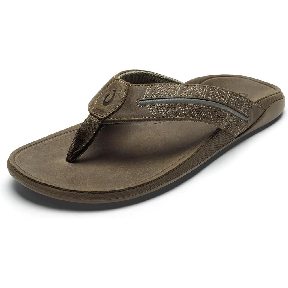 image:imageOLUKAI Tuahine Palm Mens Waterproof Leather Sandals Flip Flops for AllDay Wear Premium Materials amp Design Arch Support amp ComfortFitMustangMustang