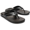 OLUKAI Mea Ola Mano Men’s Leather Sandals, Everyday Flip Flops, Premium Materials & Intricate Details, Arch Support & Comfort Fit(Black/Dk Shadow)