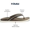 OLUKAI Men’s Shoreline Leather Sandals, Everyday Flip-Flops with Premium Materials & Rich Details, All-Day Comfort & Arch Support(Mustang/Clay)