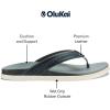 OLUKAI Men’s Shoreline Leather Sandals, Everyday Flip-Flops with Premium Materials & Rich Details, All-Day Comfort & Arch Support(Rock/Pale Grey)