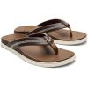 OLUKAI Men’s Shoreline Leather Sandals, Everyday Flip-Flops with Premium Materials & Rich Details, All-Day Comfort & Arch Support(Toffee/Toffee)