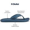 OLUKAI Pili Men’s Leather Sandals, Sleek & Versatile Design, Comfortable & Waterproof Straps, Arch Support & Everyday Wear(Blue Fog/Coastal Blue)