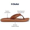 OLUKAI Pili Men’s Leather Sandals, Sleek & Versatile Design, Comfortable & Waterproof Straps, Arch Support & Everyday Wear(Fox/Fox)