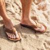 OLUKAI Tuahine Men’s Waterproof Leather Sandals, Versatile Beach Flip Flops, Arch Support & Comfort Fit, Lightweight & Durable, Enhanced Grip & Traction(Golden Sand/Golden Sand)