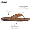OLUKAI Tuahine Men’s Waterproof Leather Sandals, Versatile Beach Flip Flops, Arch Support & Comfort Fit, Lightweight & Durable, Enhanced Grip & Traction(Toffee/Toffee)