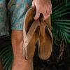 OLUKAI Tuahine Men’s Waterproof Leather Sandals, Versatile Beach Flip Flops, Arch Support & Comfort Fit, Lightweight & Durable, Enhanced Grip & Traction(Toffee/Toffee)