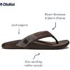 OLUKAI Tuahine Men’s Waterproof Leather Sandals, Versatile Beach Flip Flops, Arch Support & Comfort Fit, Lightweight & Durable, Enhanced Grip & Traction(Dark Wood/Dark Wood)