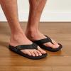 OLUKAI Tuahine Men’s Waterproof Leather Sandals, Versatile Beach Flip Flops, Arch Support & Comfort Fit, Lightweight & Durable, Enhanced Grip & Traction(Black/Black)