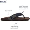 OLUKAI Tuahine Men’s Waterproof Leather Sandals, Versatile Beach Flip Flops, Arch Support & Comfort Fit, Lightweight & Durable, Enhanced Grip & Traction(Trench Blue/Dk Wood)