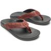 OLUKAI Tuahine Palm Men’s Waterproof Leather Sandals, Flip Flops for All-Day Wear, Premium Materials & Design, Arch Support & Comfort-Fit(Canoe/Rock)