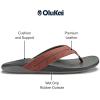 OLUKAI Tuahine Palm Men’s Waterproof Leather Sandals, Flip Flops for All-Day Wear, Premium Materials & Design, Arch Support & Comfort-Fit(Canoe/Rock)