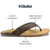 OLUKAI Tuahine Palm Men’s Waterproof Leather Sandals, Flip Flops for All-Day Wear, Premium Materials & Design, Arch Support & Comfort-Fit(Dk Java/Golden Sand)