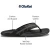 OLUKAI Tuahine Palm Men’s Waterproof Leather Sandals, Flip Flops for All-Day Wear, Premium Materials & Design, Arch Support & Comfort-Fit(Lava Rock/Dk Sha)