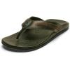 OLUKAI Mea Ola Mano Men’s Leather Sandals, Everyday Flip Flops, Premium Materials & Intricate Details, Arch Support & Comfort Fit(Mustang/Tan)