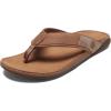 OLUKAI Tuahine Men’s Waterproof Leather Sandals, Versatile Beach Flip Flops, Arch Support & Comfort Fit, Lightweight & Durable, Enhanced Grip & Traction(Toffee/Toffee)