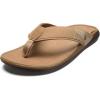 OLUKAI Tuahine Men’s Waterproof Leather Sandals, Versatile Beach Flip Flops, Arch Support & Comfort Fit, Lightweight & Durable, Enhanced Grip & Traction(Golden Sand/Golden Sand)