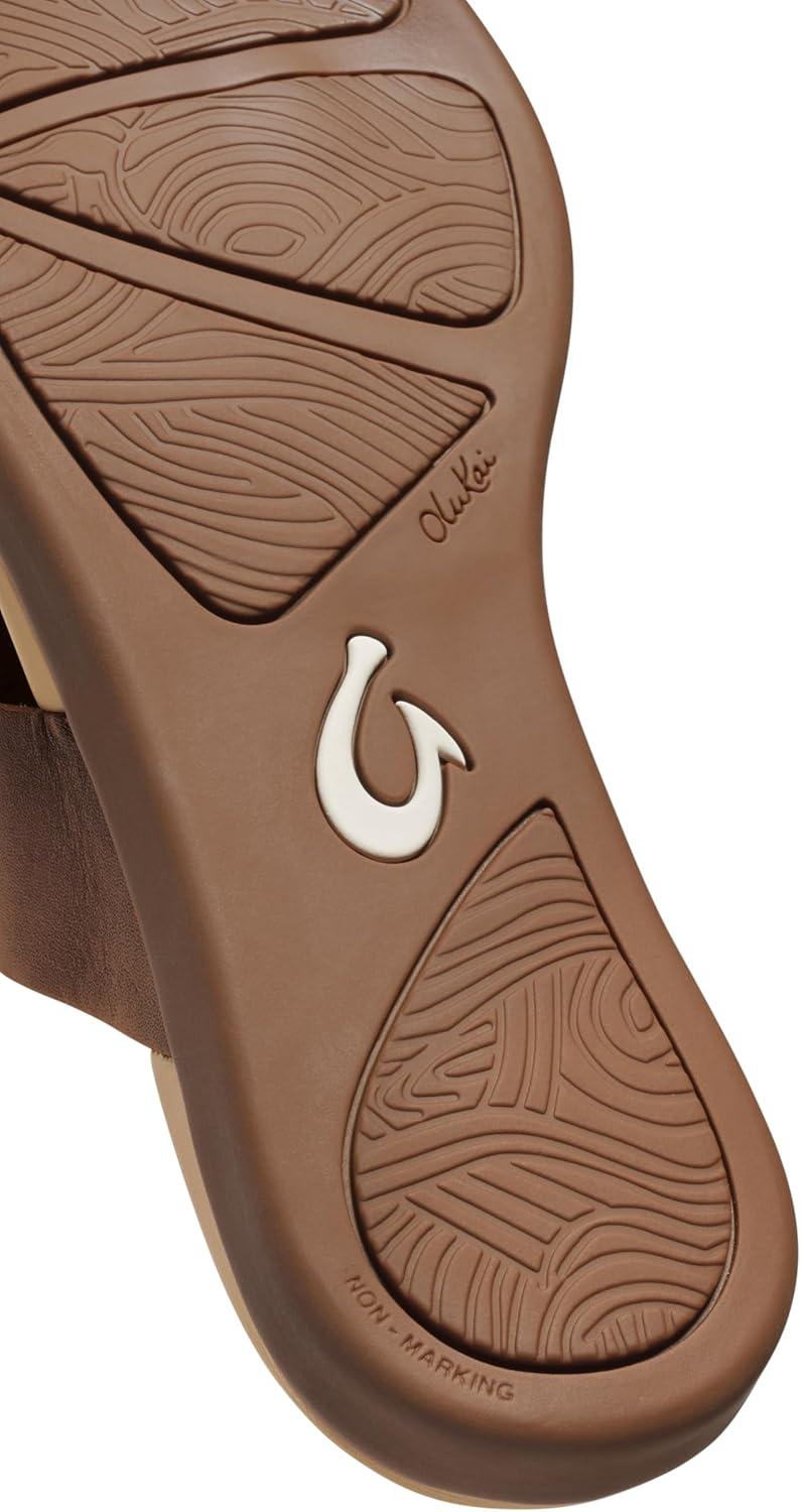 image:imageOLUKAI Hoopio Mele Womens Leather FlipFlop Sandal Premium FullGrain Leather Comfortable Arch Support for Everyday StyleToffeeWarm Sand