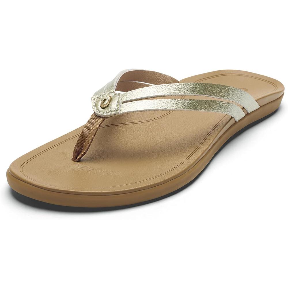 image:imageOLUKAI Hoopio Hui Womens Leather Sandals Flip Flops for Everyday Wear Arch Support amp Comfort FitBubblySahara