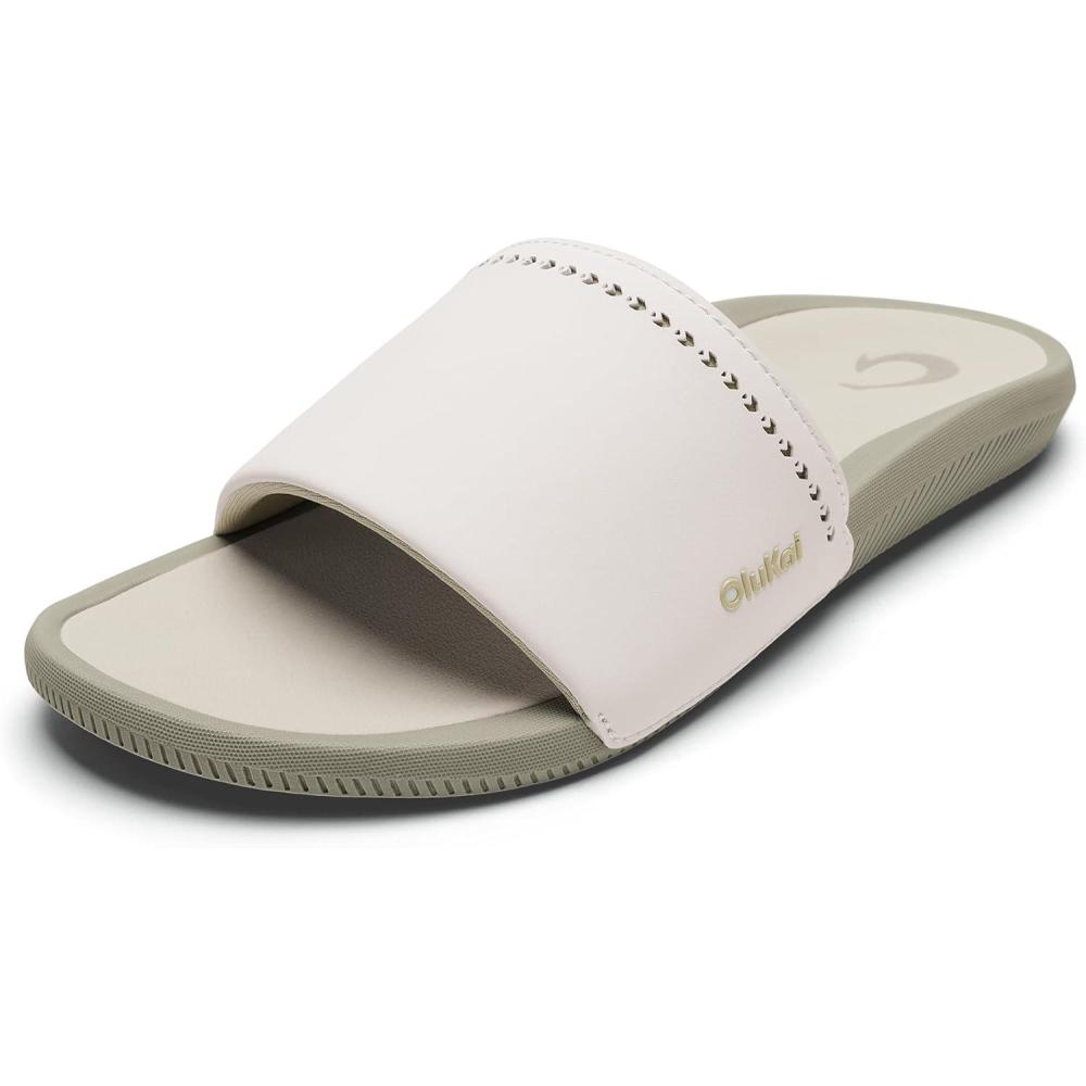 image:imageOLUKAI Mens Ulele Slide Sandals Everyday WaterFriendly Shoes Superior Traction on Wet Surfaces AllDay Comfort amp Arch SupportBright WhiteTapa