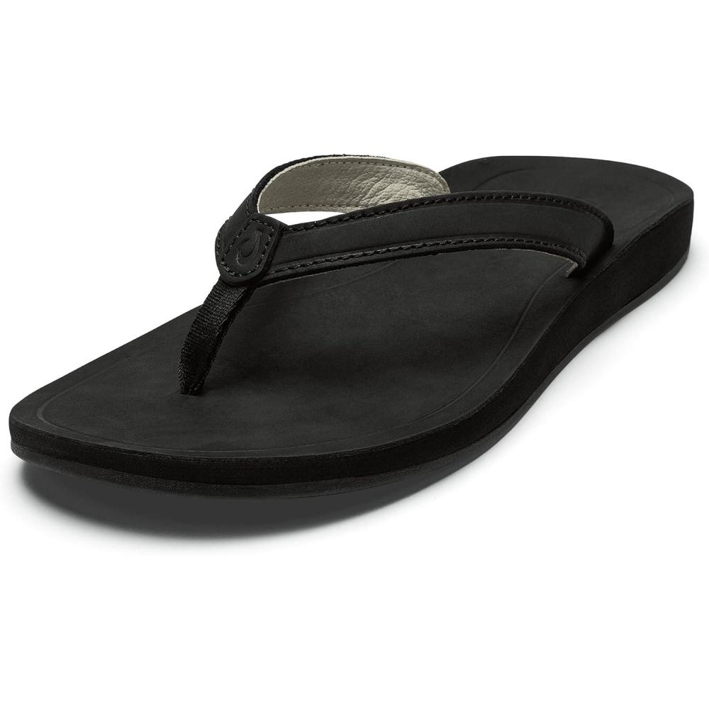 image:imageOLUKAI Southshore Womens Everyday Leather Sandals FullGrain Leather NonMarking Rubber Traction Pads amp Compression Molded FootbedLava RockLava Rock