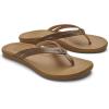 OLUKAI Ho’opio Hui Women’s Leather Sandals, Flip Flops for Everyday Wear, Arch Support & Comfort Fit(Sahara/Sahara)