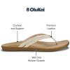 OLUKAI Ho’opio Hui Women’s Leather Sandals, Flip Flops for Everyday Wear, Arch Support & Comfort Fit(Tapa/Warm Sand)