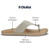 OLUKAI Ho’opio Mele Women’s Leather Flip-Flop Sandal, Premium Full-Grain Leather, Comfortable Arch Support for Everyday Style(Tapa/Warm Sand)