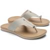 OLUKAI Ho’opio Mele Women’s Leather Flip-Flop Sandal, Premium Full-Grain Leather, Comfortable Arch Support for Everyday Style(Tapa/Warm Sand)