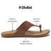 OLUKAI Ho’opio Mele Women’s Leather Flip-Flop Sandal, Premium Full-Grain Leather, Comfortable Arch Support for Everyday Style(Toffee/Warm Sand)