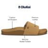 OLUKAI Kipe’a Pono Women’s Leather Slide Sandal, Elevated Everyday Slide, All-Day Comfort & Wear(Sahara/Weave)