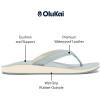 OLUKAI Southshore Women’s Everyday Leather Sandals, Full-Grain Leather, Non-Marking Rubber Traction Pads & Compression Molded Footbed(Blue Pearl/Blue Pearl)