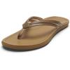 OLUKAI Ho’opio Hui Women’s Leather Sandals, Flip Flops for Everyday Wear, Arch Support & Comfort Fit(Sahara/Sahara)