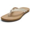 OLUKAI Ho’opio Hui Women’s Leather Sandals, Flip Flops for Everyday Wear, Arch Support & Comfort Fit(Tapa/Warm Sand)