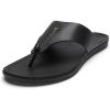 OLUKAI Ho’opio Mele Women’s Leather Flip-Flop Sandal, Premium Full-Grain Leather, Comfortable Arch Support for Everyday Style(Black/Black)