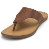 OLUKAI Ho’opio Mele Women’s Leather Flip-Flop Sandal, Premium Full-Grain Leather, Comfortable Arch Support for Everyday Style(Toffee/Warm Sand)