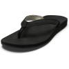 OLUKAI Southshore Women’s Everyday Leather Sandals, Full-Grain Leather, Non-Marking Rubber Traction Pads & Compression Molded Footbed(Lava Rock/Lava Rock)