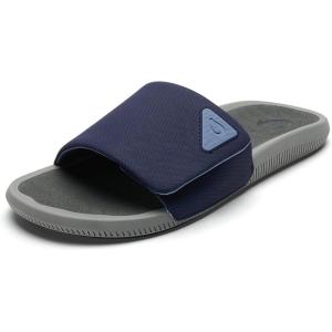 OLUKAI Men’s Ulele Slide Sandals, Everyday Water-Friendly Shoes, Superior Traction on Wet Surfaces, All-Day Comfort & Arch Support(Blue Depth/Charcoal)