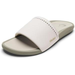 OLUKAI Men’s Ulele Slide Sandals, Everyday Water-Friendly Shoes, Superior Traction on Wet Surfaces, All-Day Comfort & Arch Support(Bright White/Tapa)