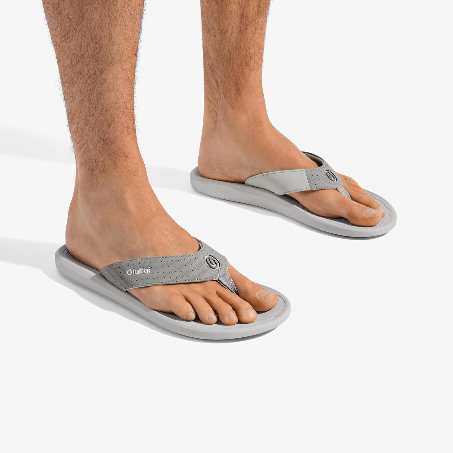 image:imageOLUKAI Kii Mens Beach Sandals QuickDry FlipFlop Slides Water Resistant amp Lightweight Compression Molded Footbed amp UltraSoft Comfort FitAshSterling