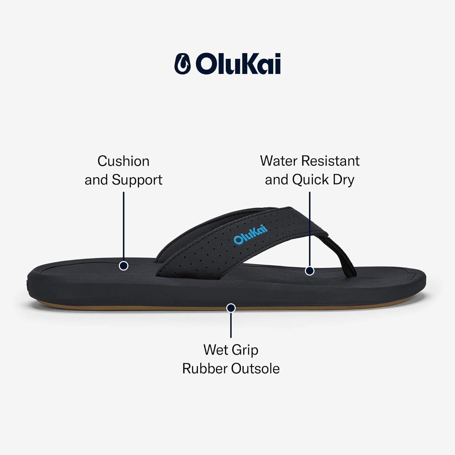image:imageOLUKAI Kii Mens Beach Sandals QuickDry FlipFlop Slides Water Resistant amp Lightweight Compression Molded Footbed amp UltraSoft Comfort FitLava RockBold Blue