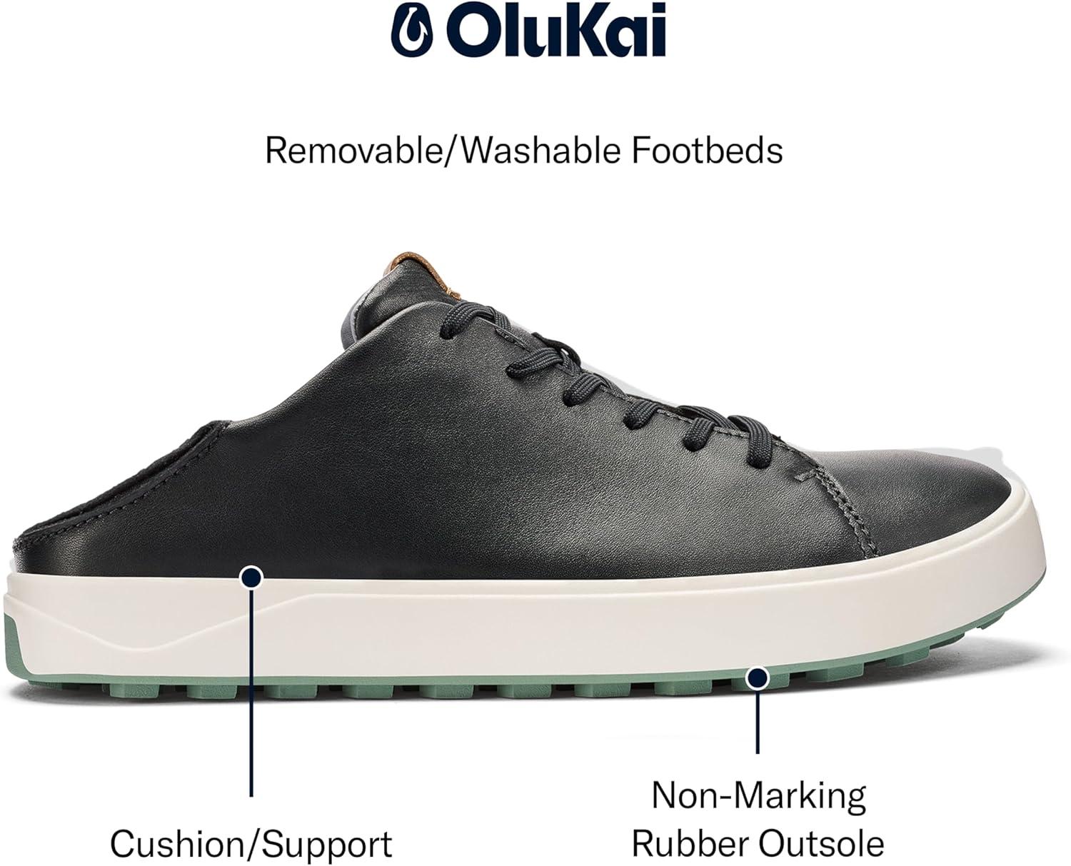 image:imageOLUKAI Waialae Mens Golf Shoes Spikeless Golf Shoes Supple FullGrain Leather amp Contoured Footbed Waterproof amp StainResistantBlackBlack