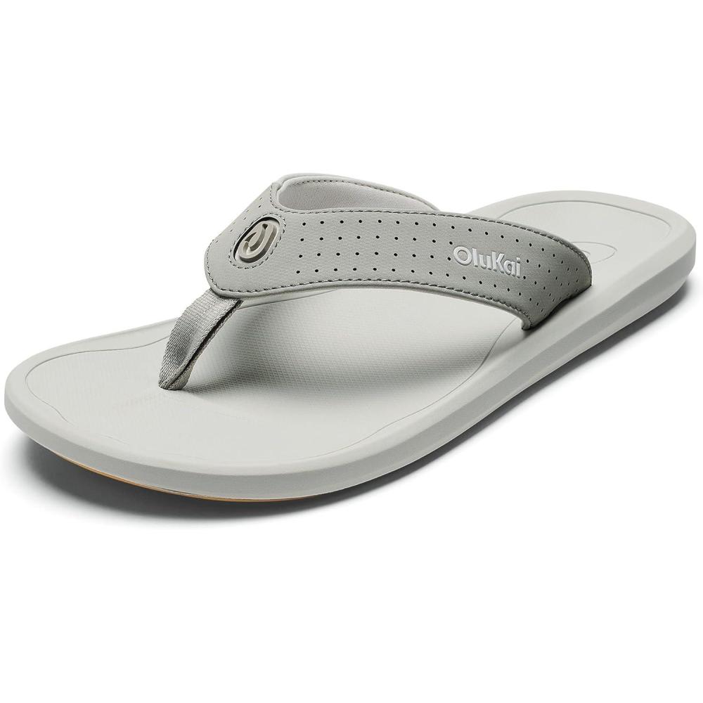 image:imageOLUKAI Kii Mens Beach Sandals QuickDry FlipFlop Slides Water Resistant amp Lightweight Compression Molded Footbed amp UltraSoft Comfort FitAshSterling