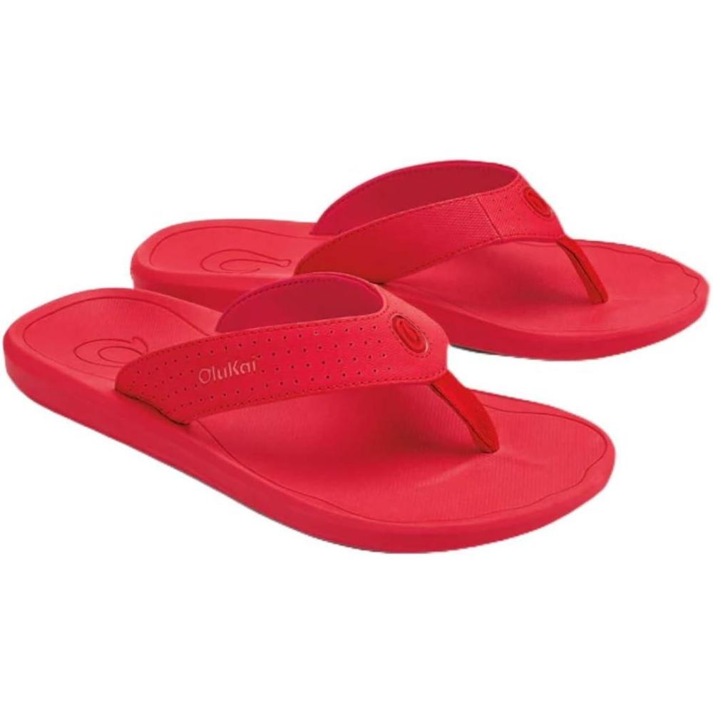 image:imageOLUKAI Kii Mens Beach Sandals QuickDry FlipFlop Slides Water Resistant amp Lightweight Compression Molded Footbed amp UltraSoft Comfort FitBright RedRed Lava
