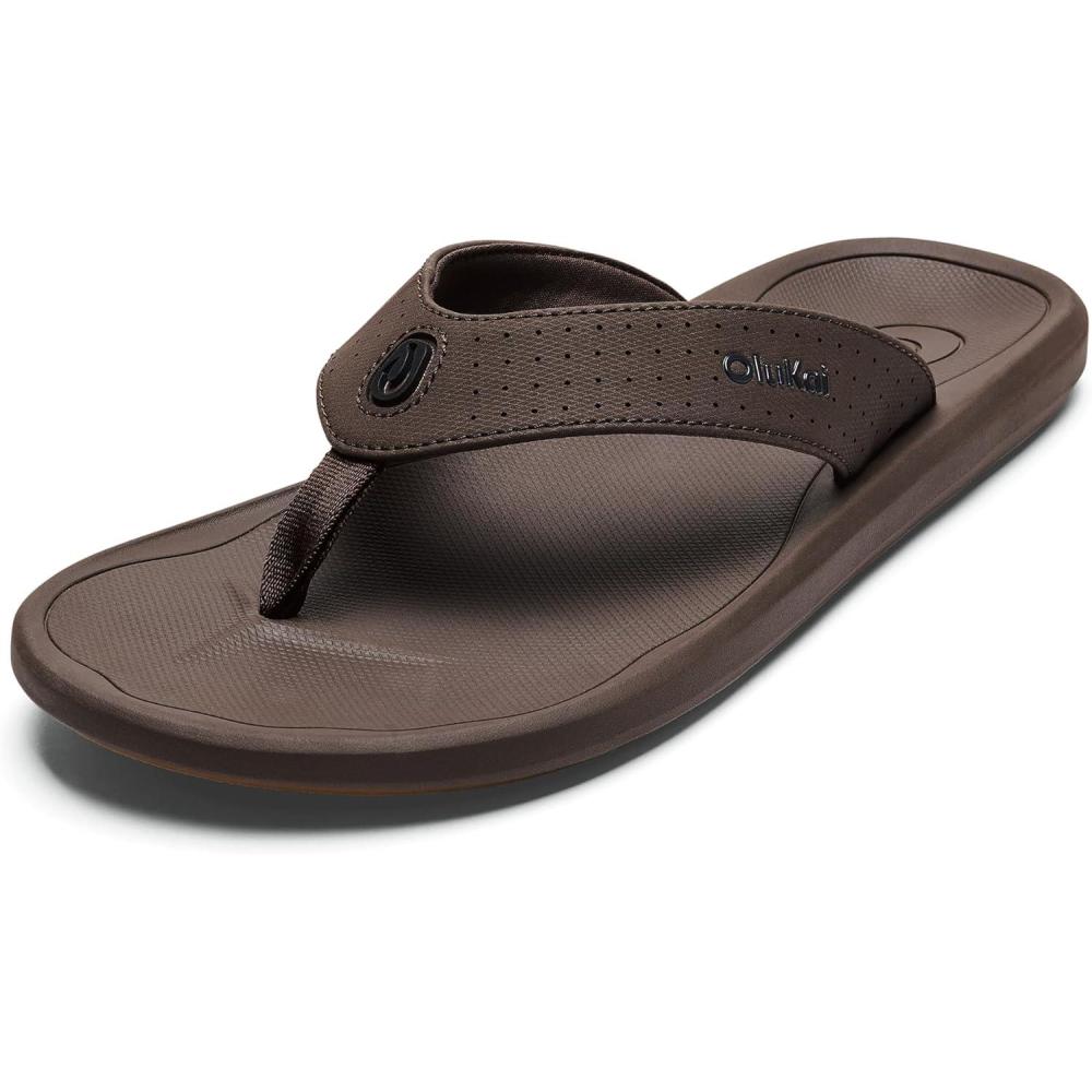 image:imageOLUKAI Kii Mens Beach Sandals QuickDry FlipFlop Slides Water Resistant amp Lightweight Compression Molded Footbed amp UltraSoft Comfort FitDark JavaDark Java