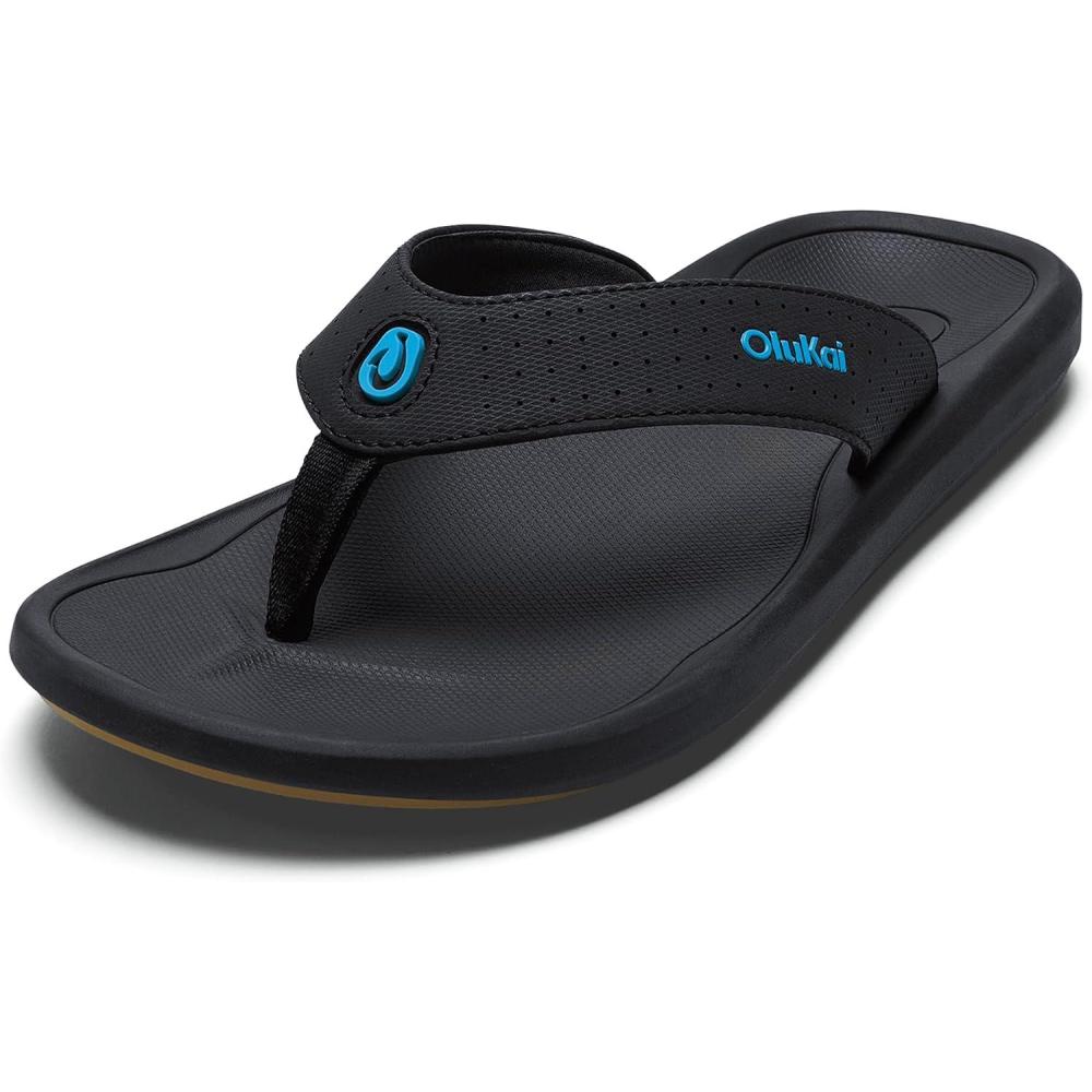 image:imageOLUKAI Kii Mens Beach Sandals QuickDry FlipFlop Slides Water Resistant amp Lightweight Compression Molded Footbed amp UltraSoft Comfort FitLava RockBold Blue