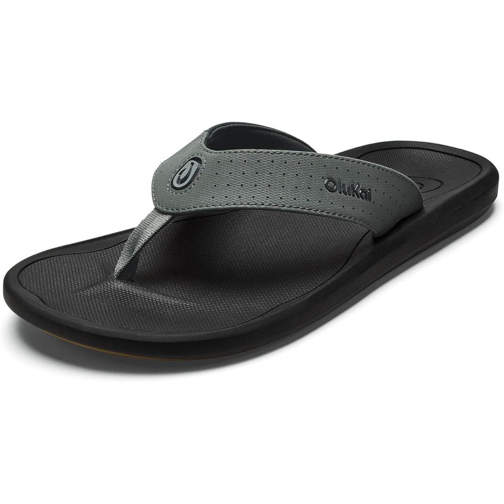 image:imageOLUKAI Kii Mens Beach Sandals QuickDry FlipFlop Slides Water Resistant amp Lightweight Compression Molded Footbed amp UltraSoft Comfort FitRockLava Rock