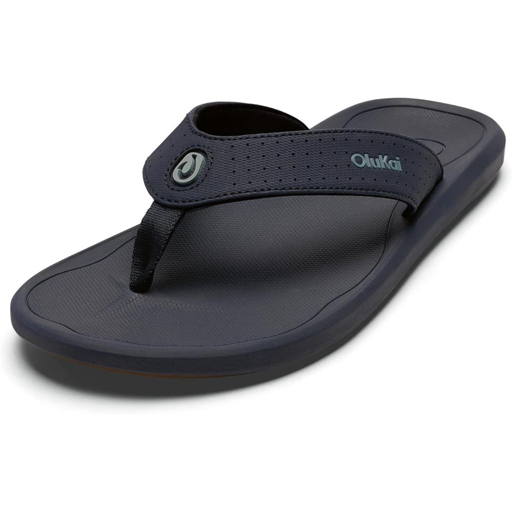 image:imageOLUKAI Kii Mens Beach Sandals QuickDry FlipFlop Slides Water Resistant amp Lightweight Compression Molded Footbed amp UltraSoft Comfort FitTrench BlueTren