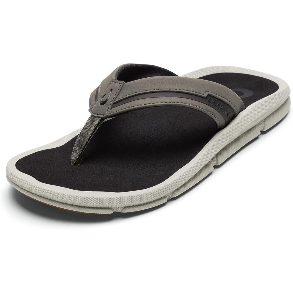 image:imageOLUKAI Mens Akeu Beach Sandals WaterResistant FlipFlops for Casual Wear Wet Grip Rubber Outsole AllDay Comfort amp Arch SupportMustangDk Java