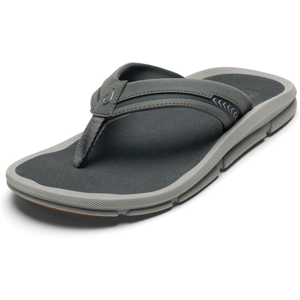 image:imageOLUKAI Mens Akeu Beach Sandals WaterResistant FlipFlops for Casual Wear Wet Grip Rubber Outsole AllDay Comfort amp Arch SupportRockRock